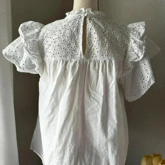 A New Day Women's Flutter Short Sleeve Eyelet Top - Picture 2 of 5